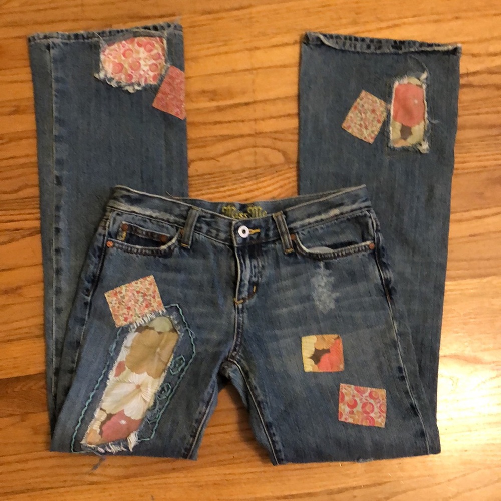 Miss me fit and flare denim floral patch vintage jeans size 28